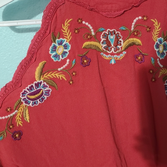 Eyeshadow Red Emdroidered Holtertop Dress L - Picture 3 of 6